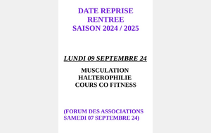 Date reprise saison 2024/25